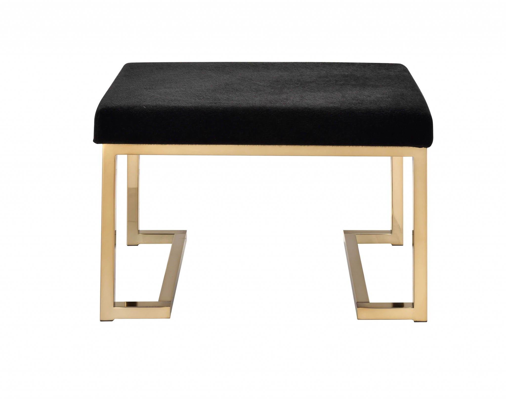 24" Black Polyester and Gold Ottoman - Image 3
