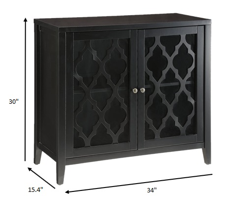 34" Black Sideboard with Two Glass Doors - Image 6