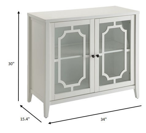 34" White Sideboard with Two Glass Doors - Image 6