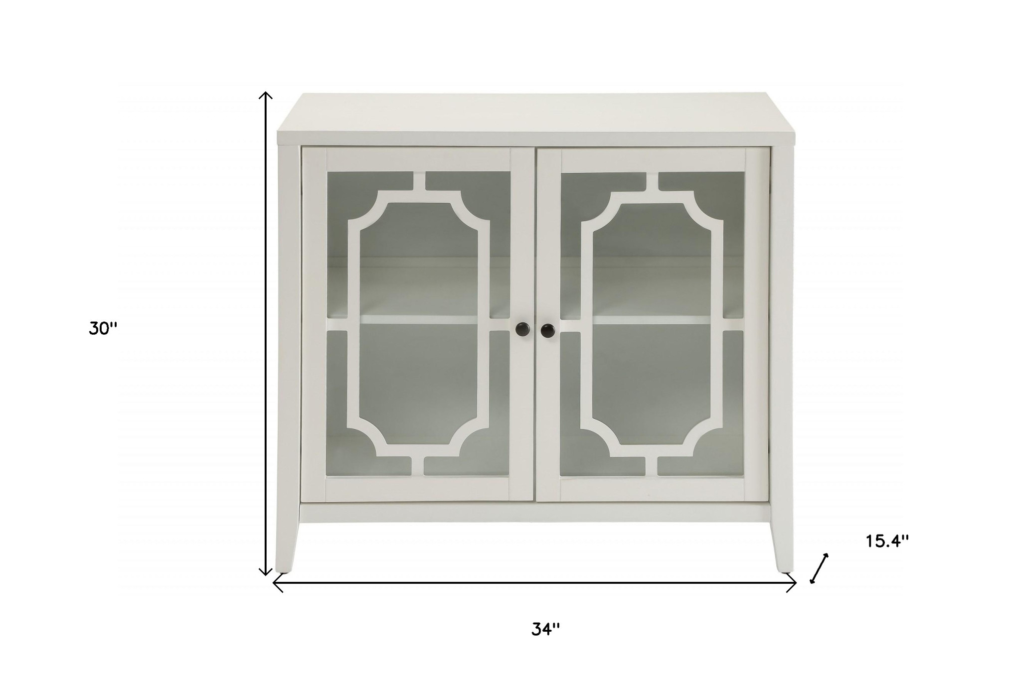 34" White Sideboard with Two Glass Doors - Image 5