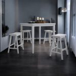 36" X 36" X 36" 5Pc White Rubber Wood Counter Height Set