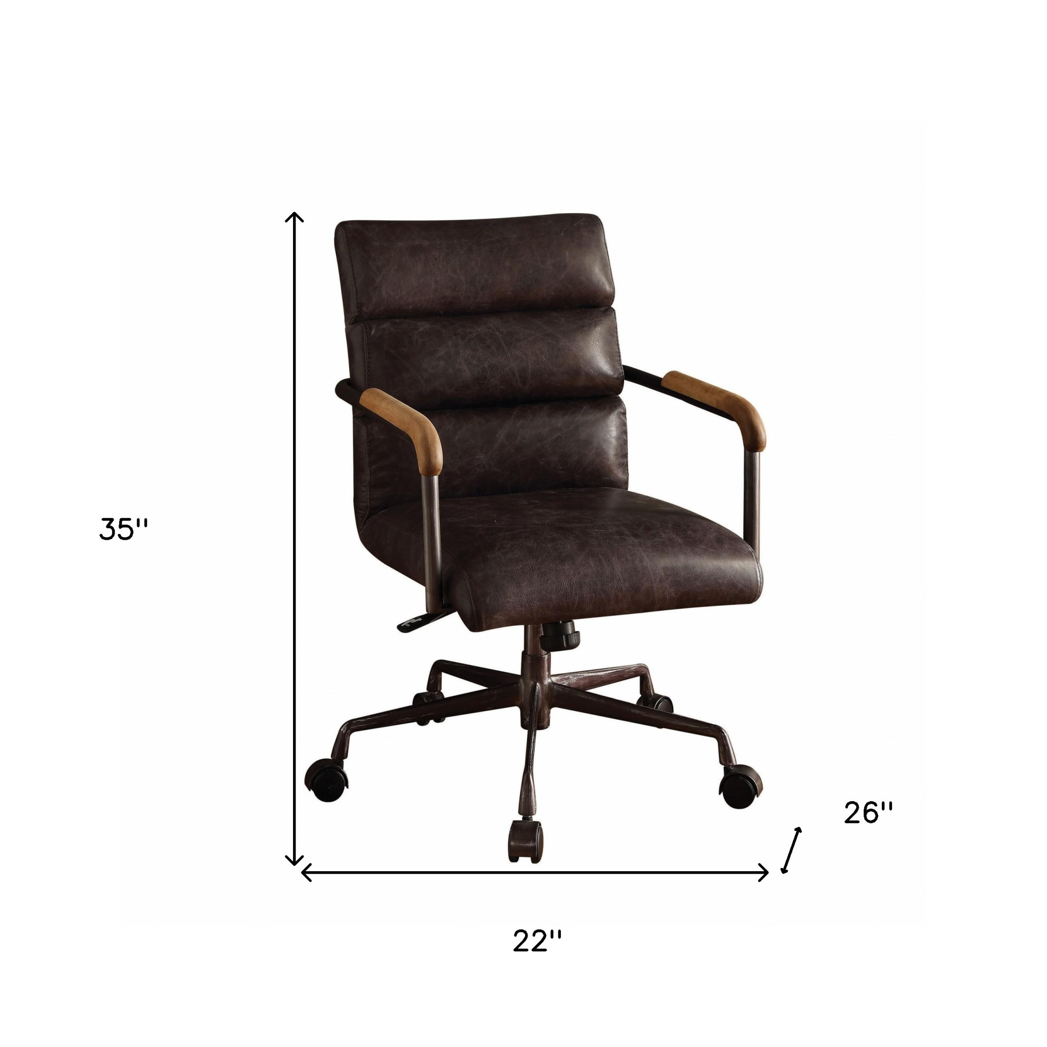 Black Adjustable Swivel Faux Leather Rolling Office Chair - Image 5