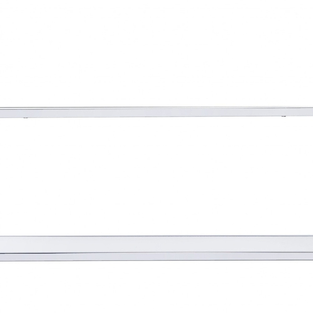 White And Silver Metal and Glass Five Tier Ladder Bookcase - Image 5