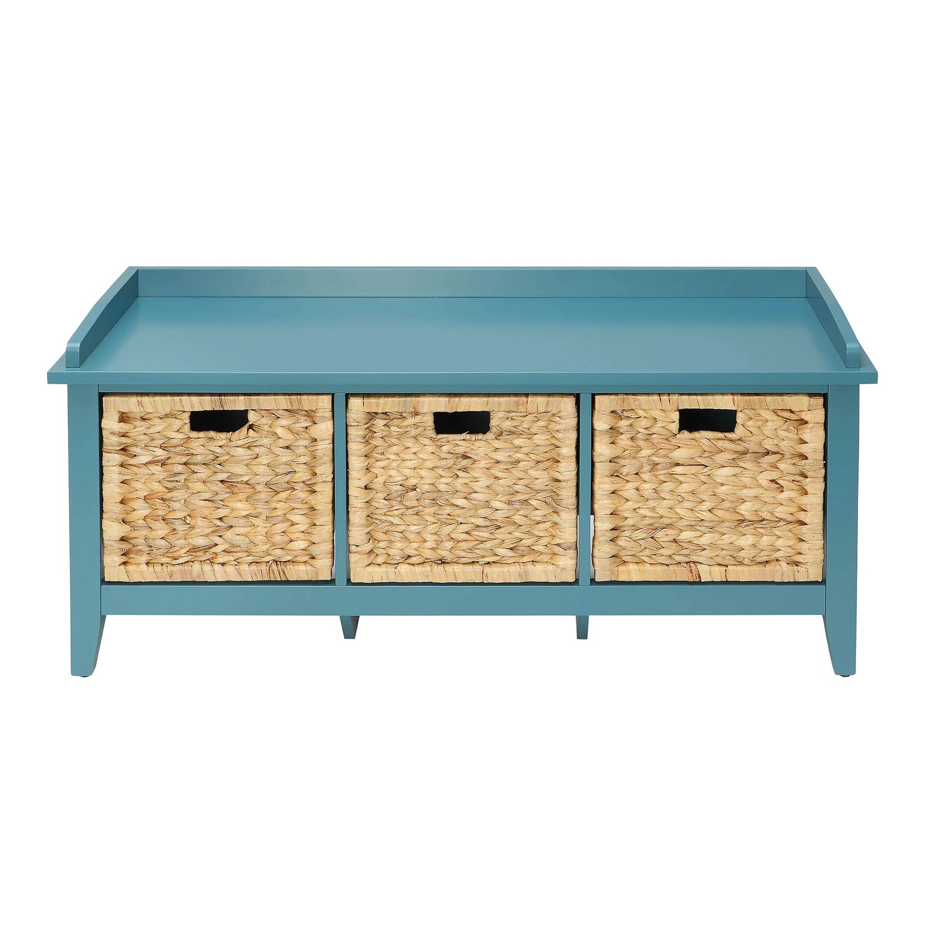 43" Teal Blue Solid Wood Storage Bench with Drawers - Image 6