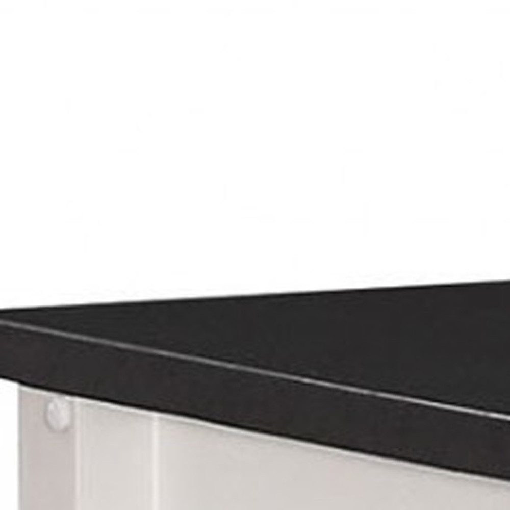 32" X 19" X 34" Black And White Rubber Wood Kitchen Cart - Image 2