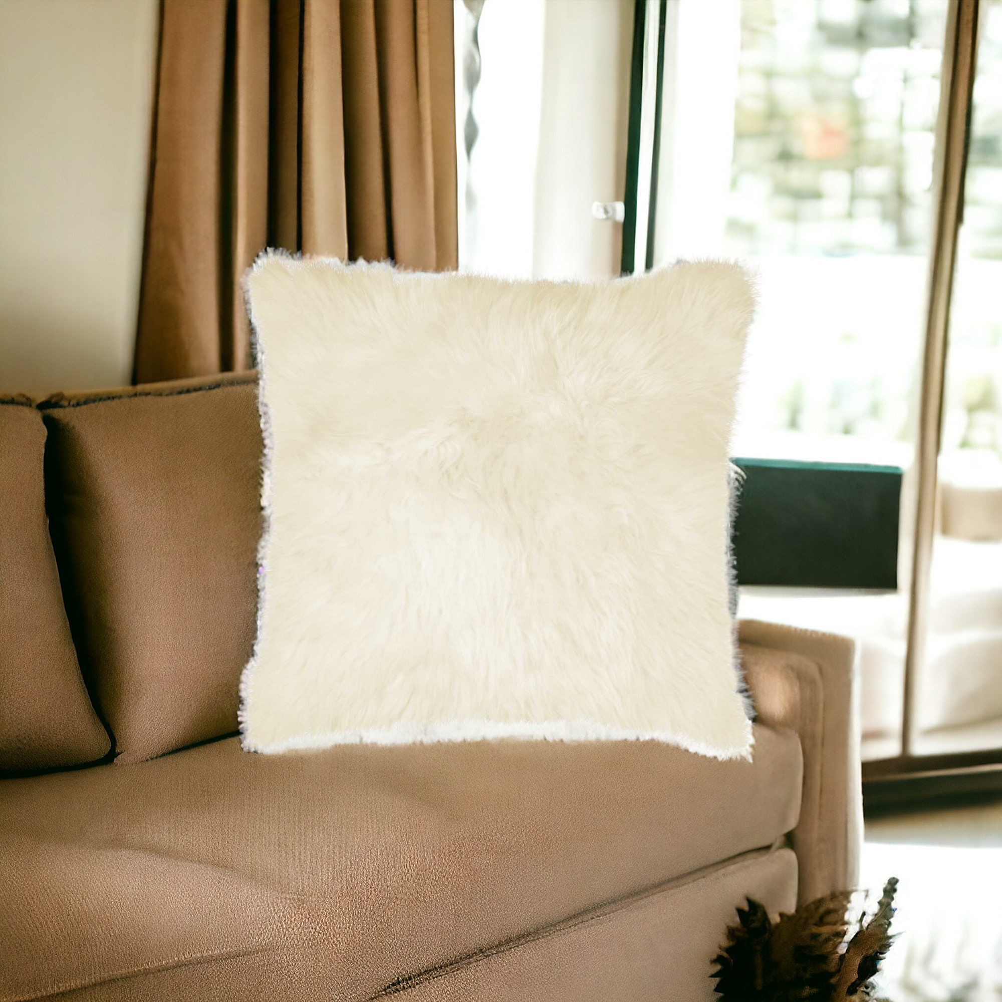 18" Natural Sheepskin Throw Pillow - Image 2