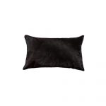 12" X 20" Black Cowhide Throw Pillow