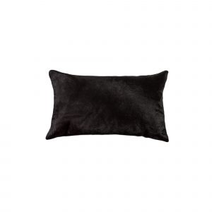 12" X 20" Black Cowhide Throw Pillow