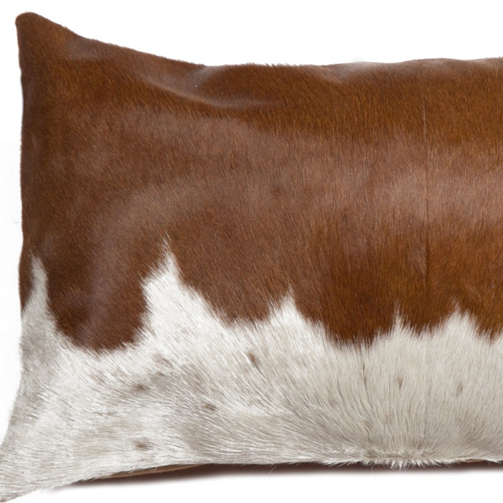 12" X 20" Brown and White Cowhide Throw Pillow - Image 5