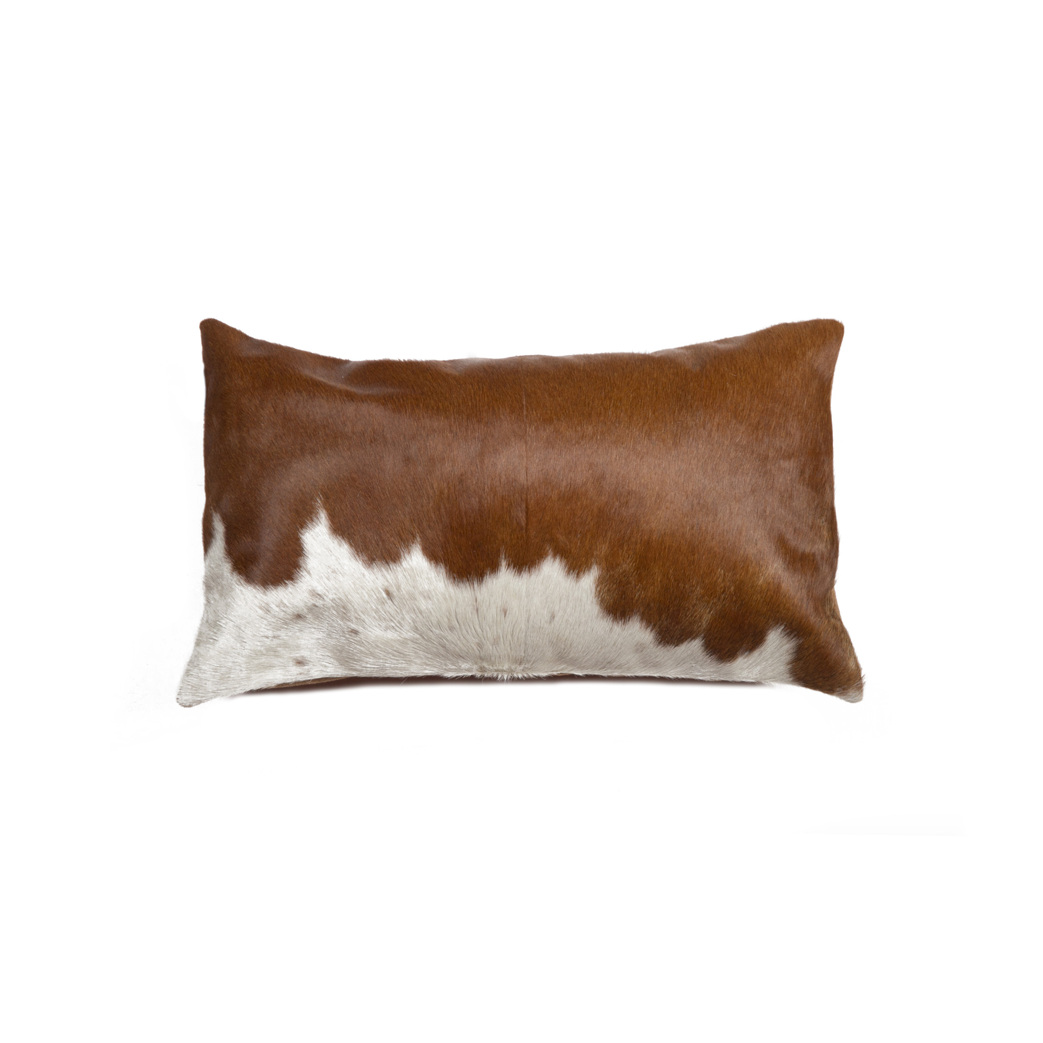 12" X 20" Brown and White Cowhide Throw Pillow - Image 2