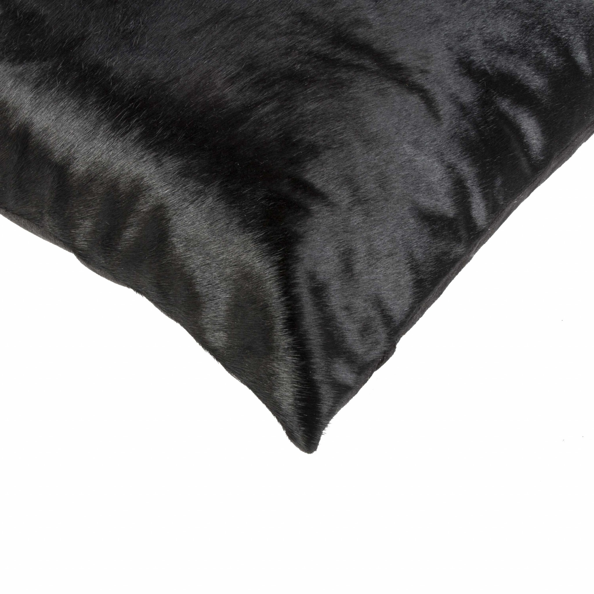 18" Black Cowhide Throw Pillow - Image 3