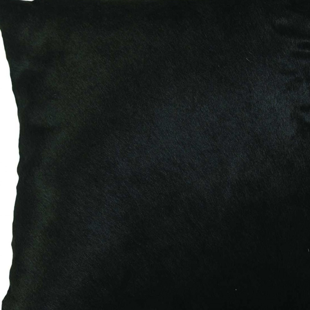 18" Black Cowhide Throw Pillow - Image 4