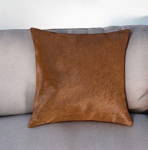 18" Brown Cowhide Throw Pillow