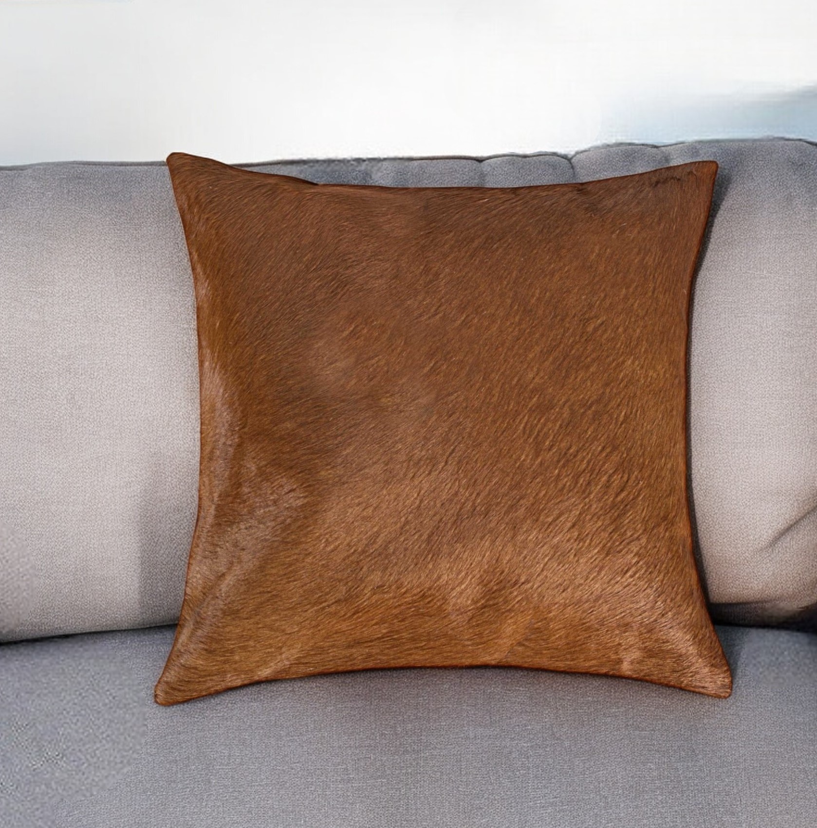 18" Brown Cowhide Throw Pillow