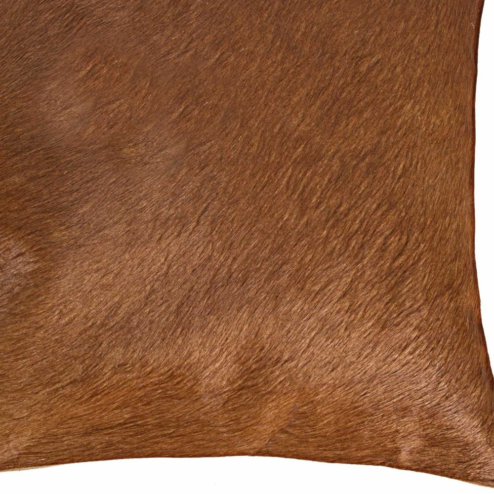 18" Brown Cowhide Throw Pillow - Image 4