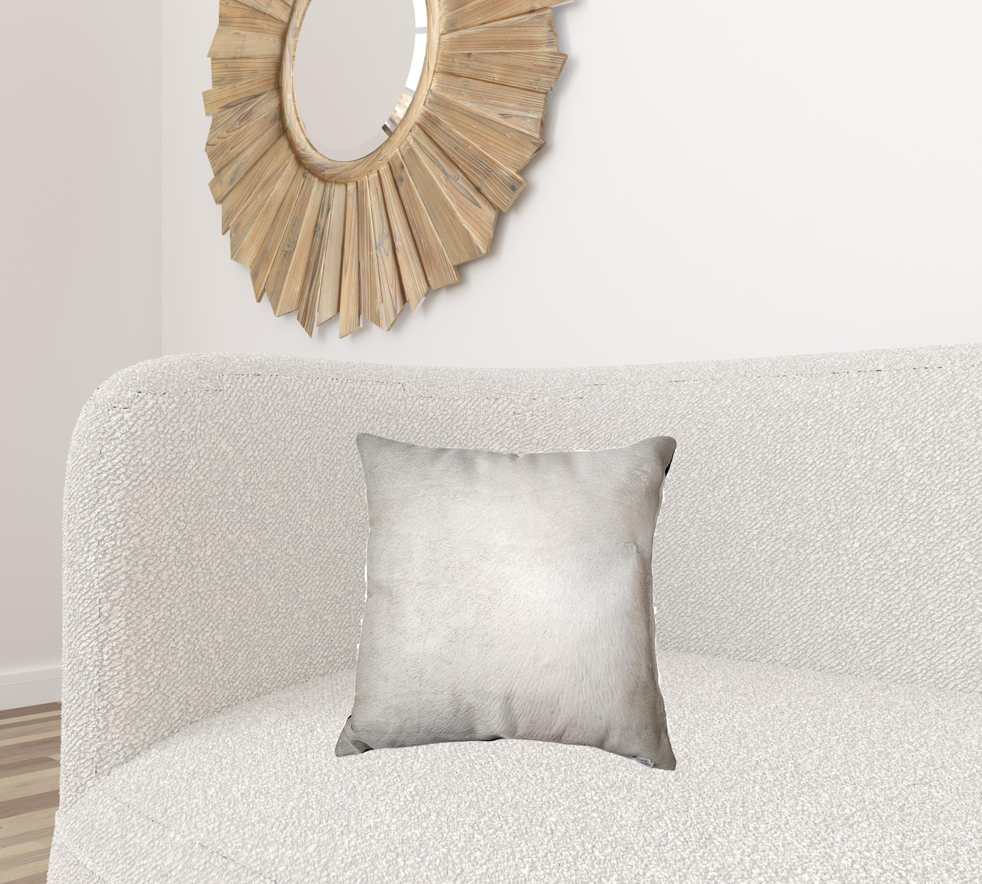 18" X 18" X 5" Off White Cowhide Pillow - Image 2