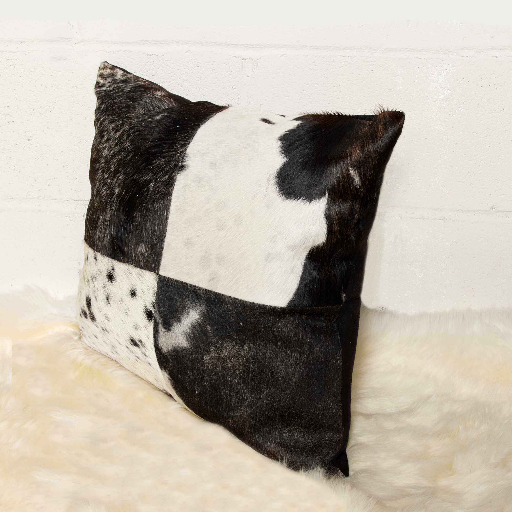 18" Black and White Cowhide Throw Pillow - Image 7
