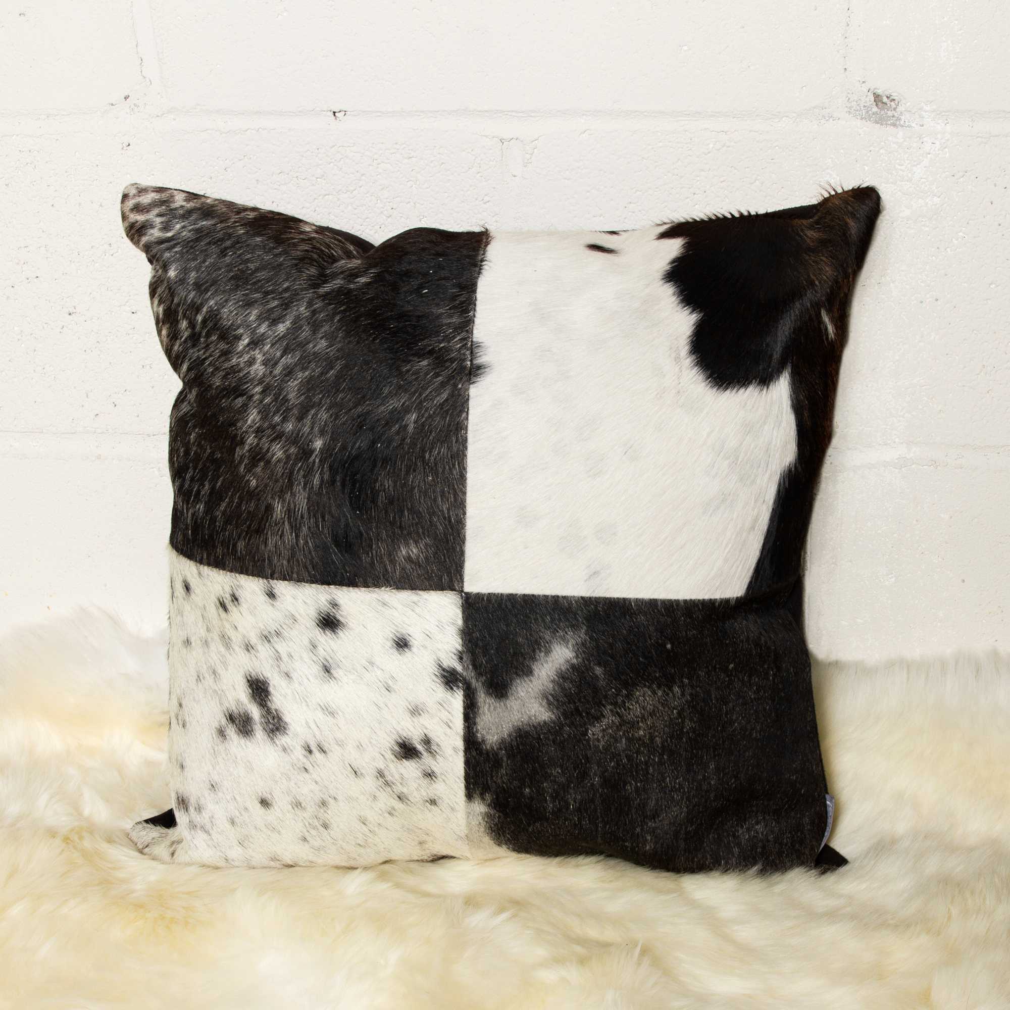 18" Black and White Cowhide Throw Pillow - Image 6