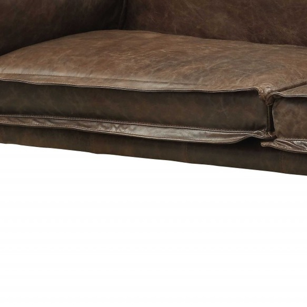 94" Chocolate Top Grain Leather Sofa With Dark Brown Legs - Image 4