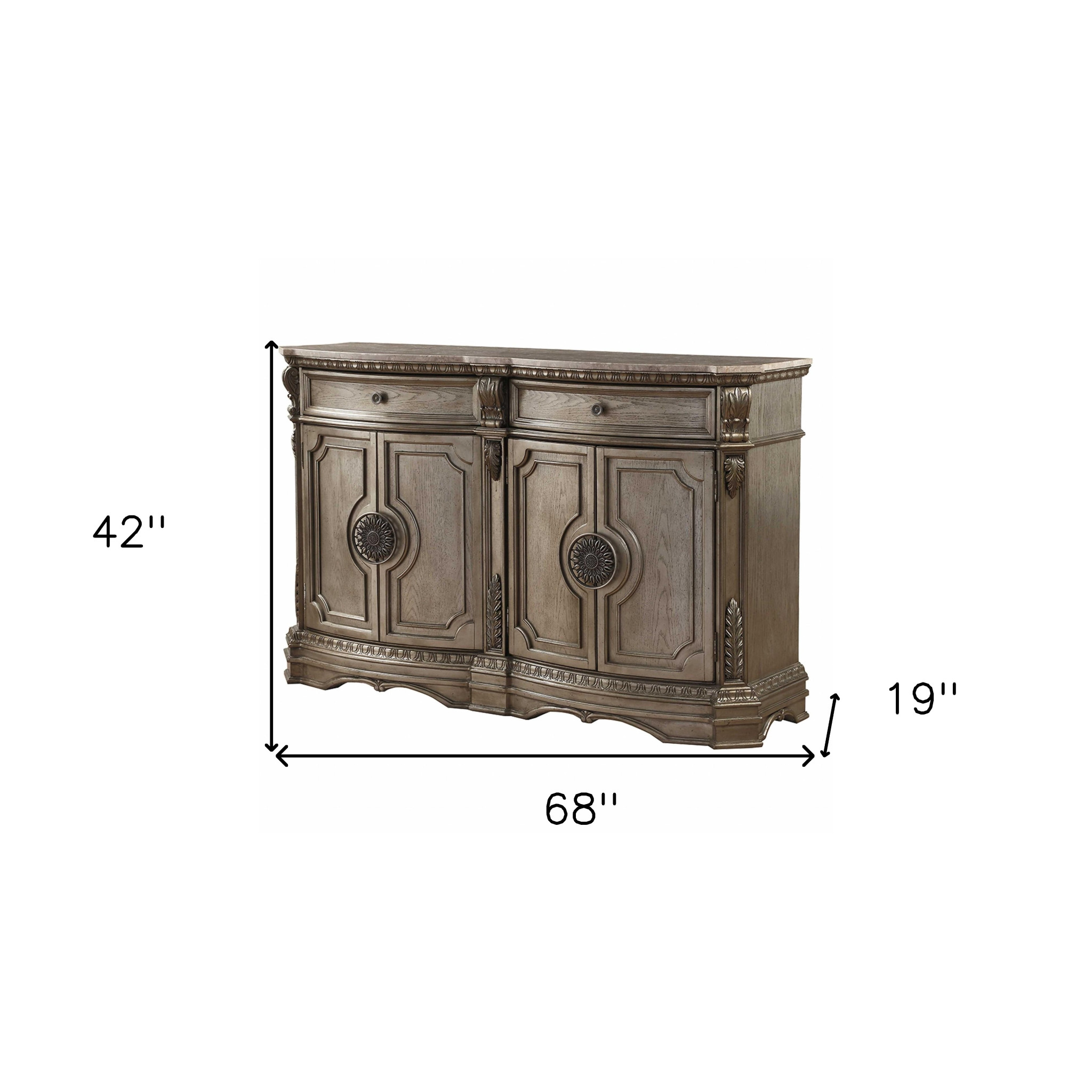 68" Champagne Solid Wood Two Drawer Server - Image 6