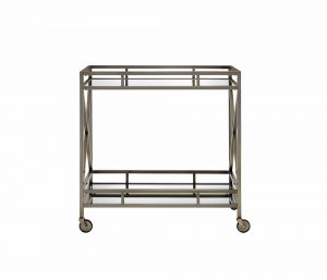 34" X 20" X 35" Antique Brass Metal Serving Cart