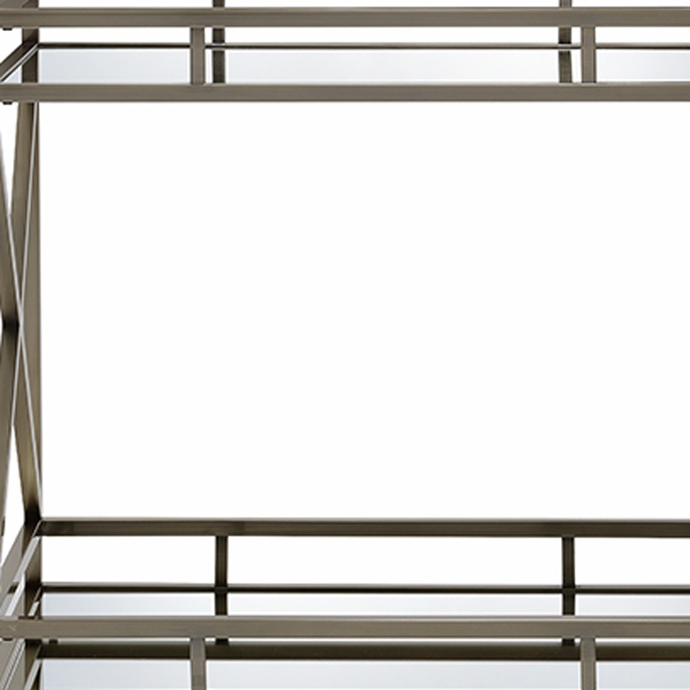 34" X 20" X 35" Antique Brass Metal Serving Cart - Image 4