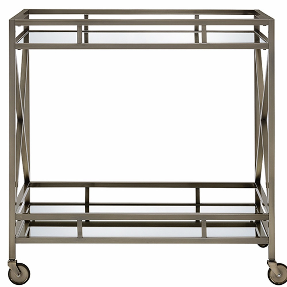 34" X 20" X 35" Antique Brass Metal Serving Cart - Image 5