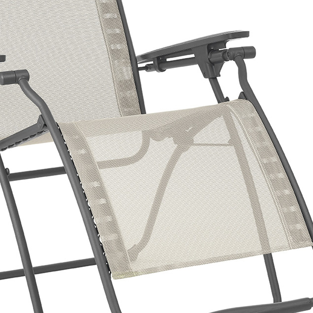 28" Beige and Gray Metal Zero Gravity Chair - Image 4