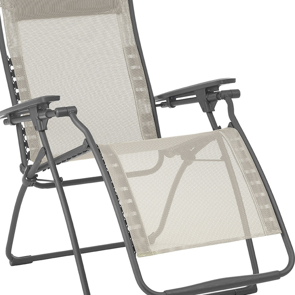 28" Beige and Gray Metal Zero Gravity Chair - Image 5