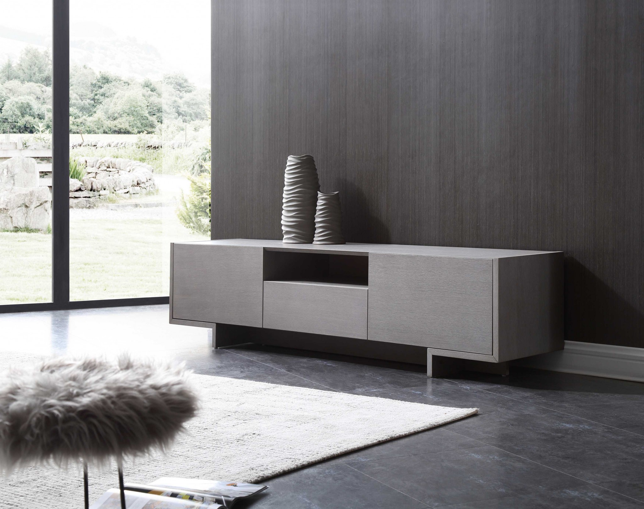 73" Gray Open Shelving TV Stand - Image 7