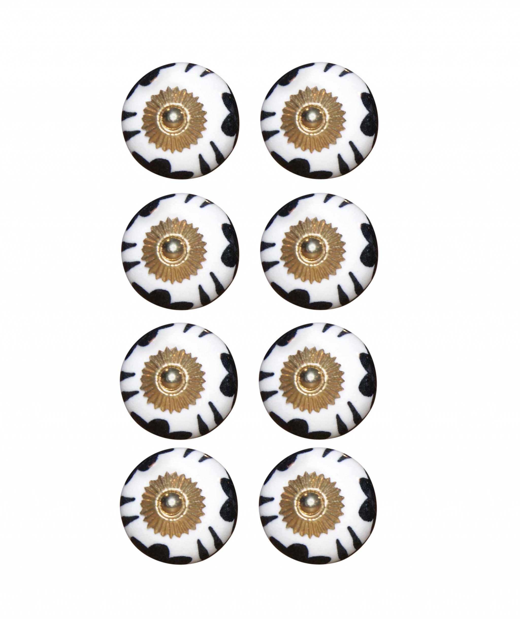 1.5" X 1.5" X 1.5" Black White And Gold Knobs 8 Pack - Image 2