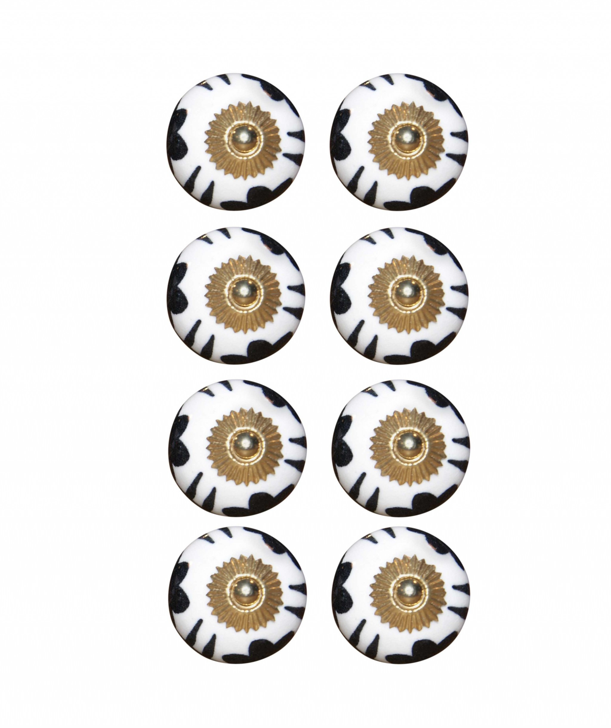 1.5" X 1.5" X 1.5" Black White And Gold Knobs 8 Pack - Image 3