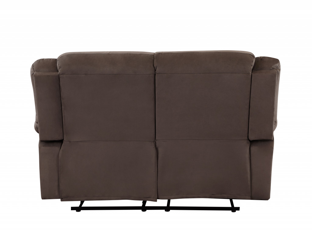 60" Brown Microfiber Manual Reclining Loveseat - Image 5