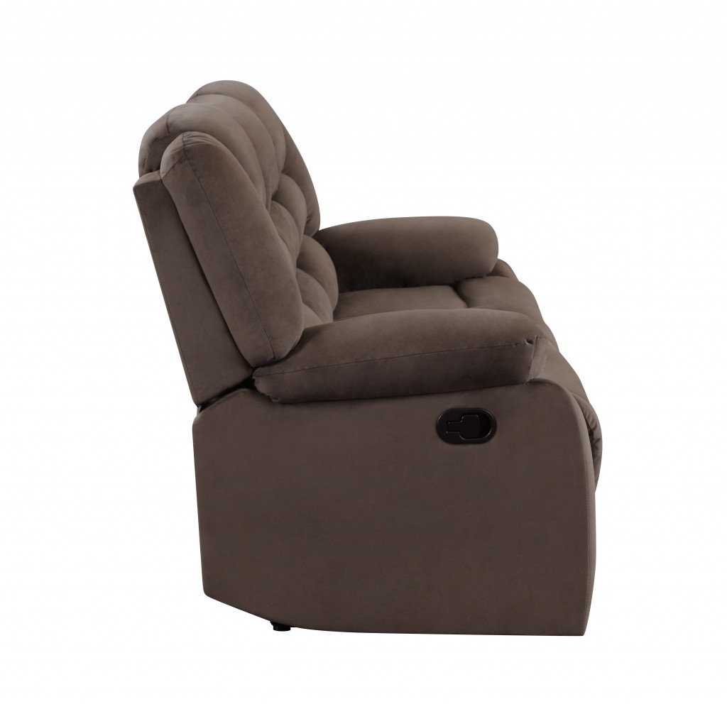60" Brown Microfiber Manual Reclining Loveseat - Image 6