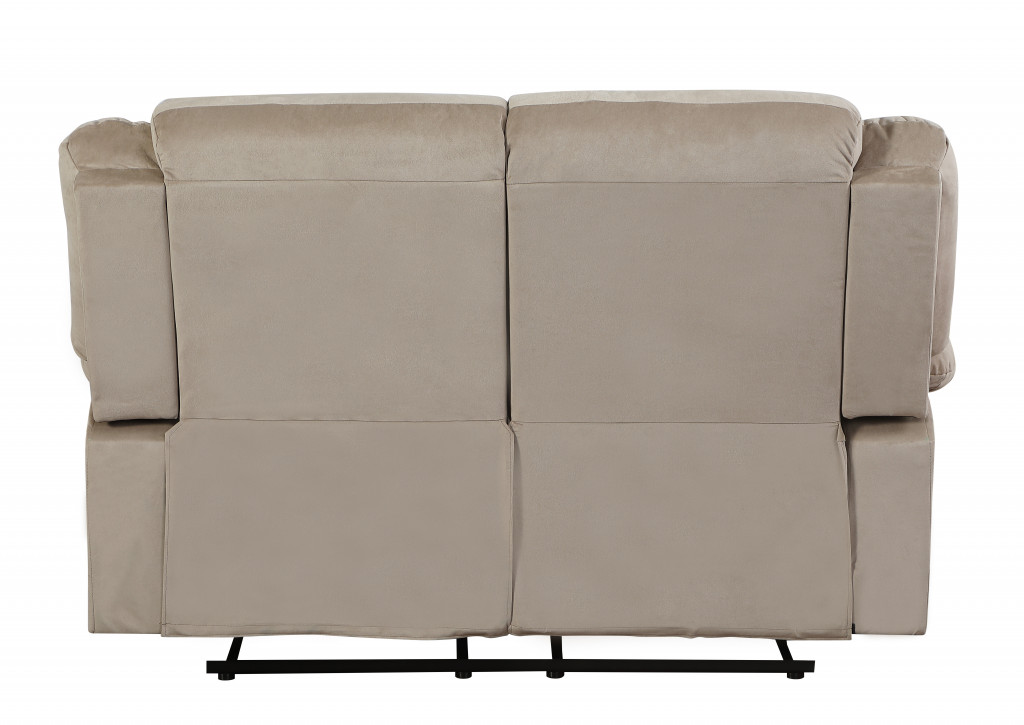 60" Beige Microfiber Manual Reclining Loveseat - Image 5