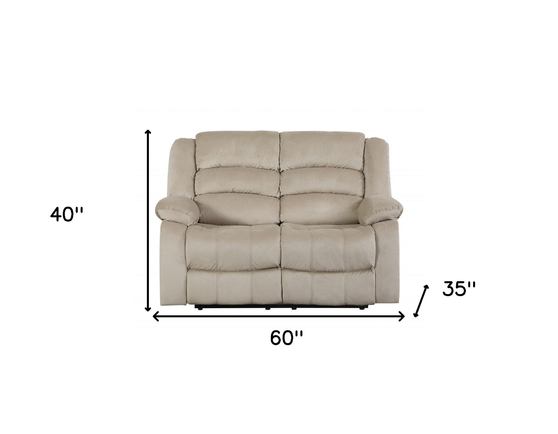 60" Beige Microfiber Manual Reclining Loveseat - Image 9