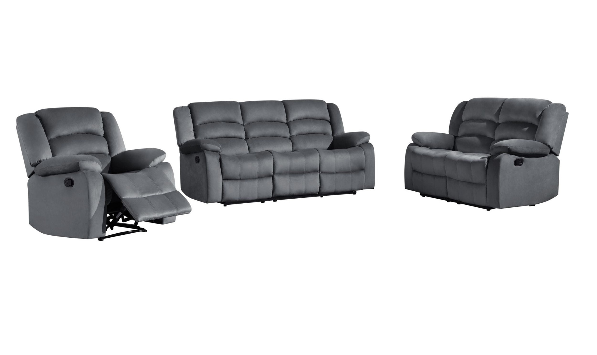 Three Piece Indoor Gray Microsuede Six Person Seating Set - Image 5