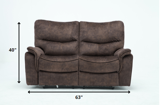 63" Dark Brown Microfiber Manual Reclining Love Seat - Image 6