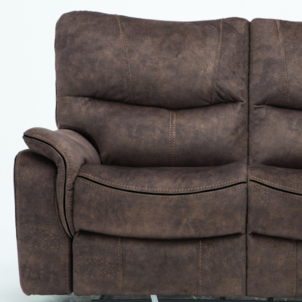 63" Dark Brown Microfiber Manual Reclining Love Seat - Image 3