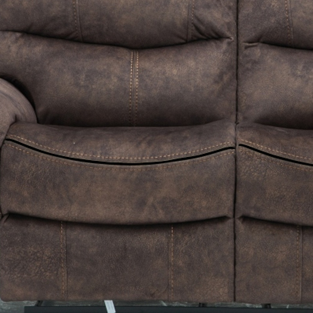63" Dark Brown Microfiber Manual Reclining Love Seat - Image 4