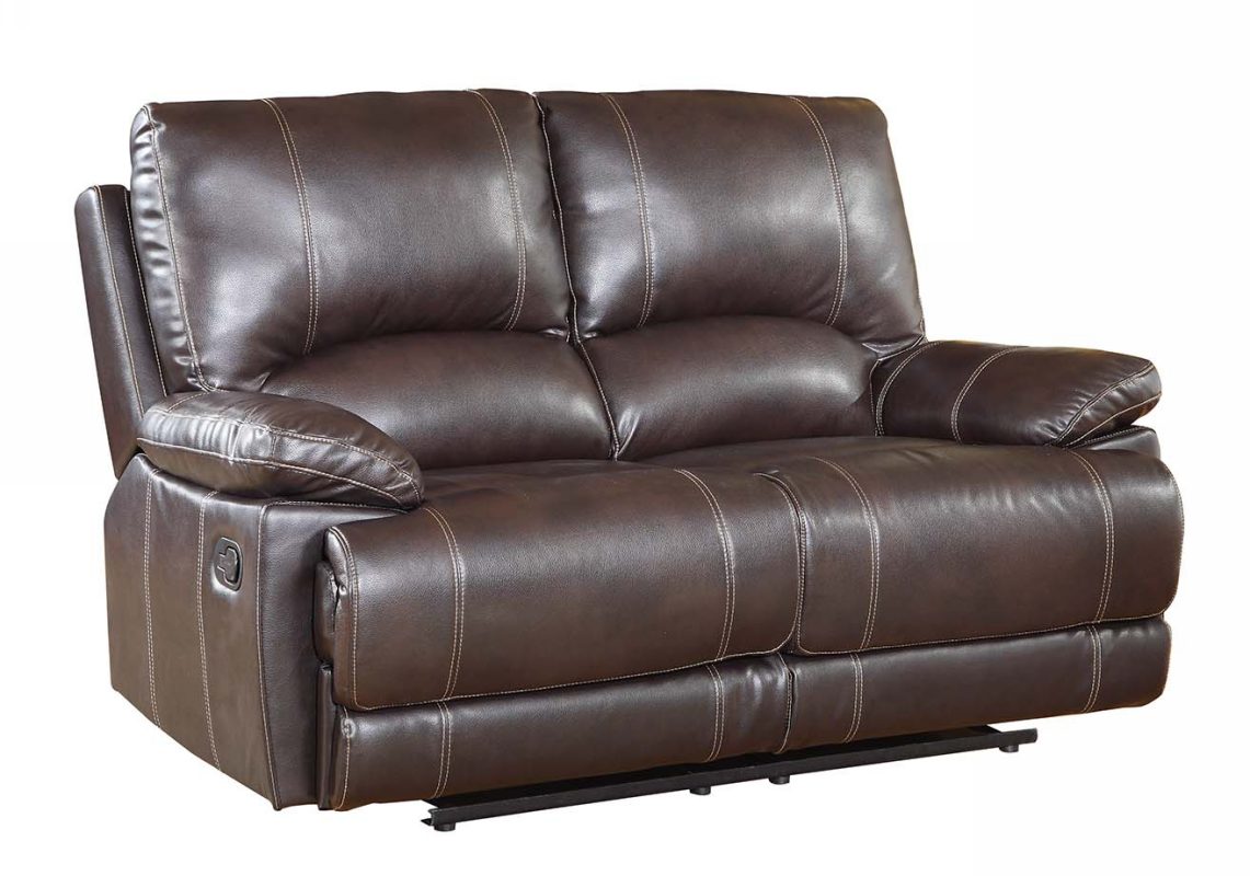 65" Brown Faux Leather Manual Reclining Love Seat - Image 2