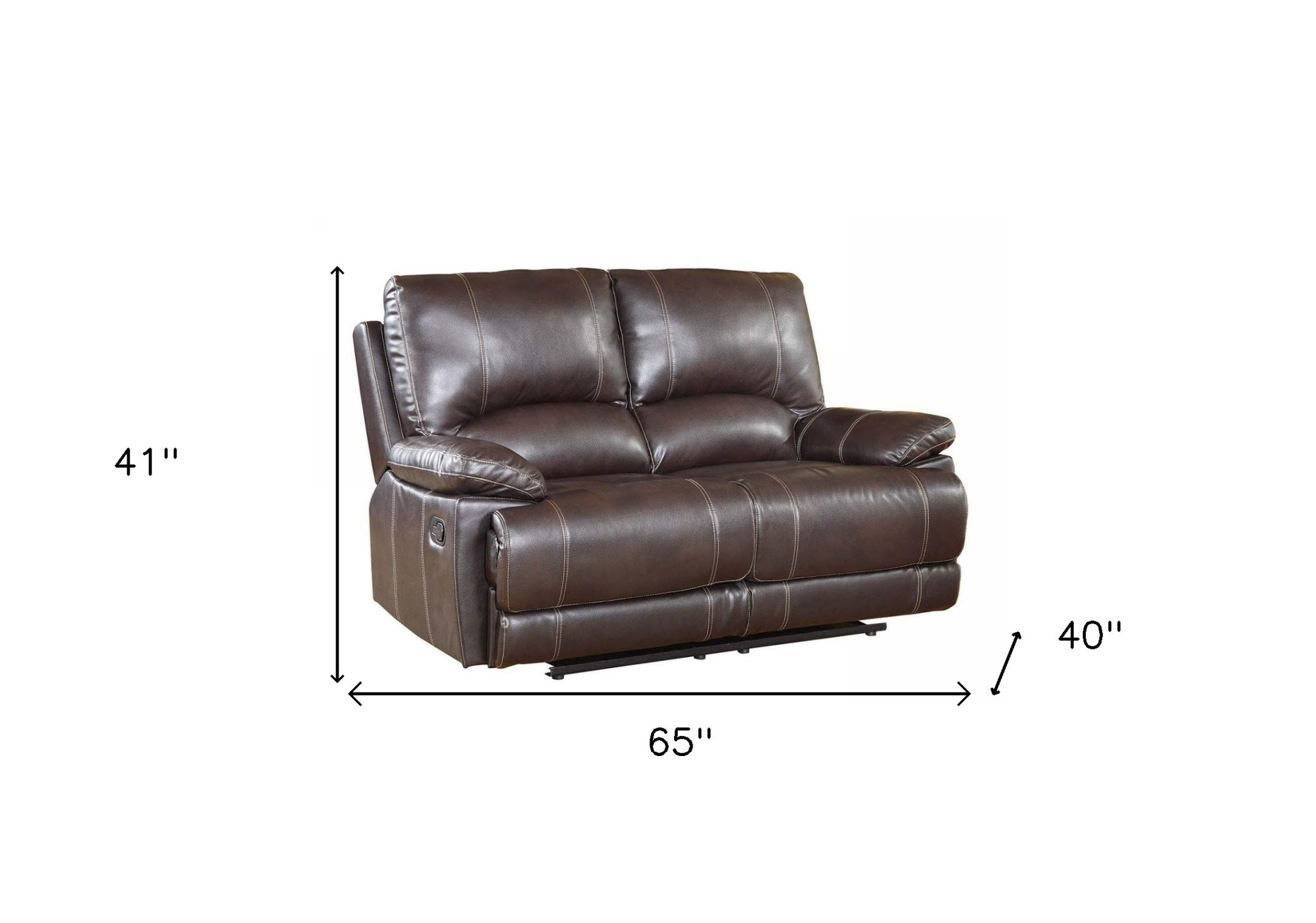 65" Brown Faux Leather Manual Reclining Love Seat - Image 5