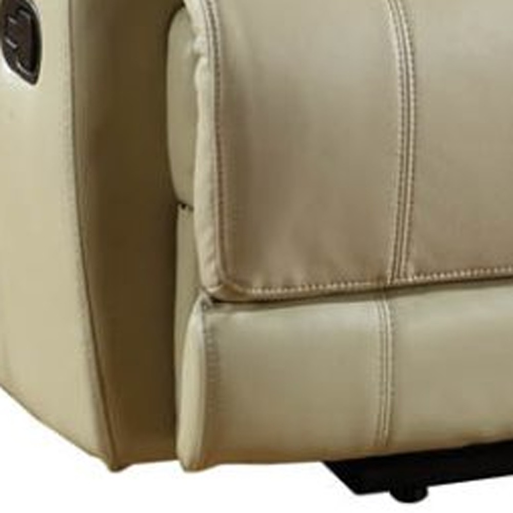 76" Beige Faux Leather Manual Reclining Love Seat With Storage - Image 3