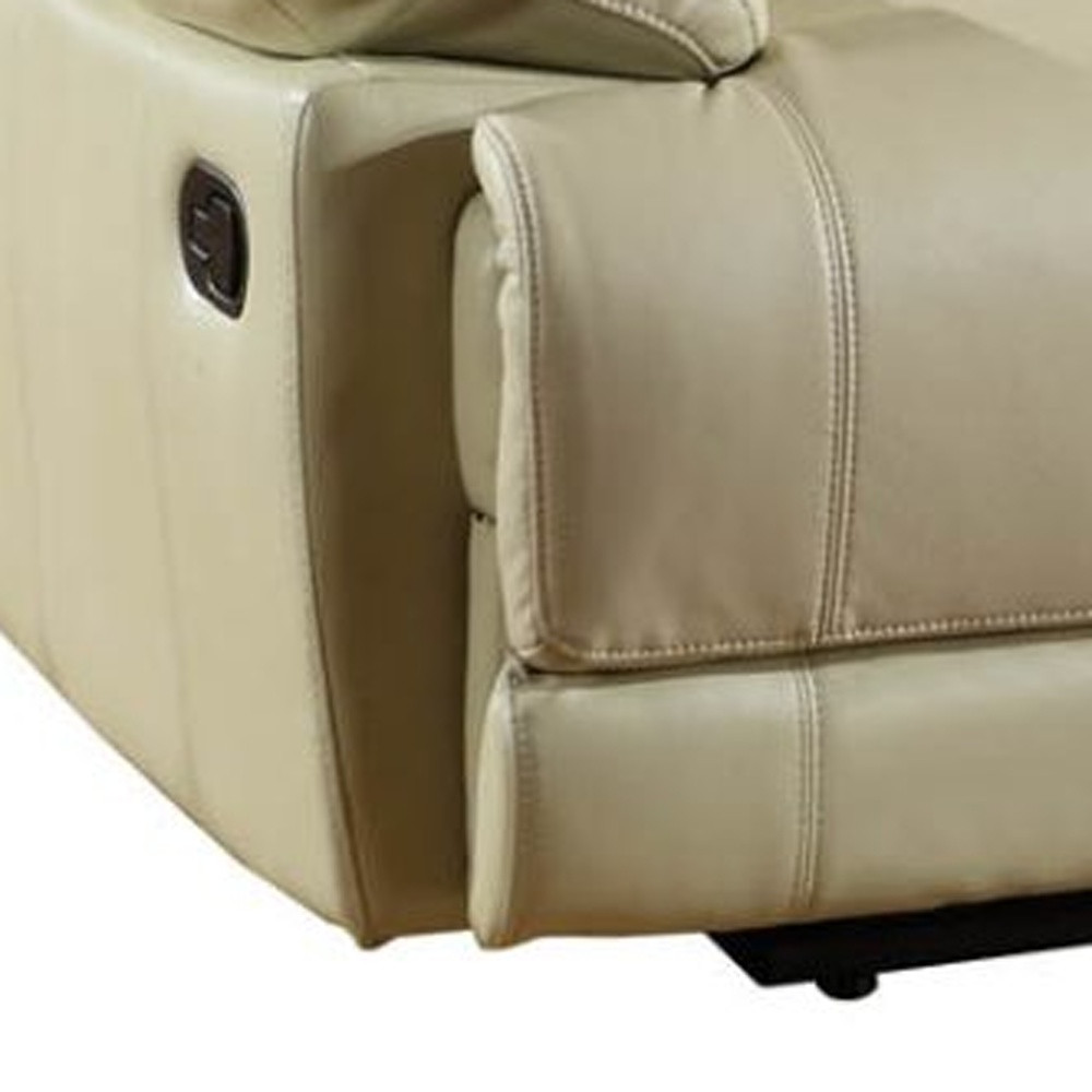 76" Beige Faux Leather Manual Reclining Love Seat With Storage - Image 4