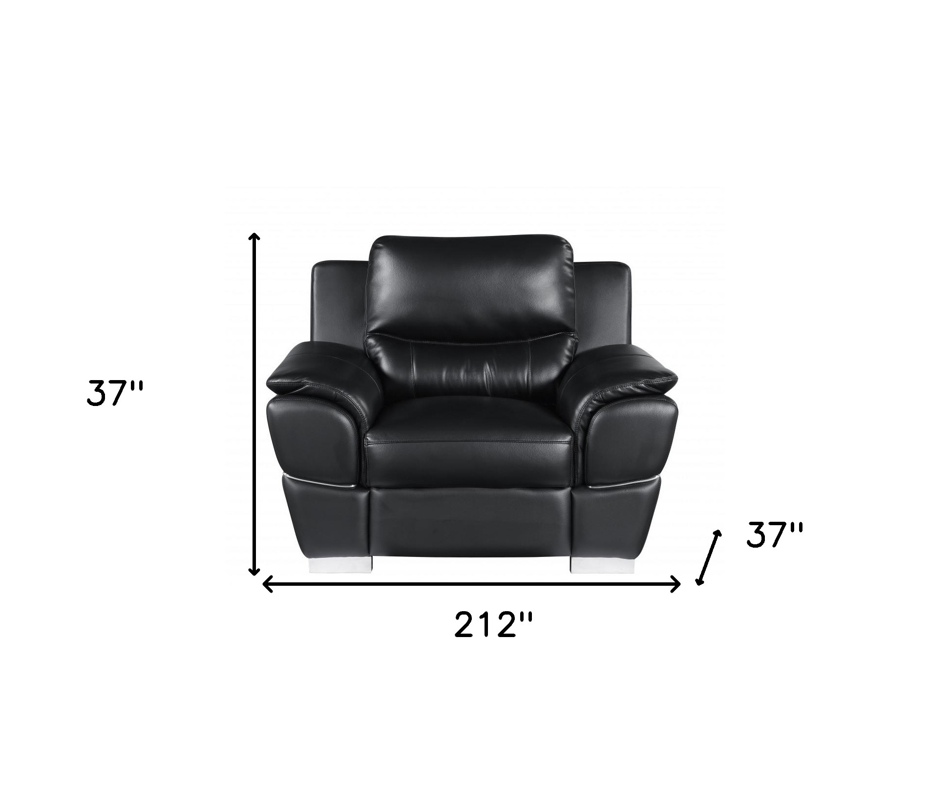 Three Piece Indoor Black Genuine Leather Six Person Seating Set - Image 11