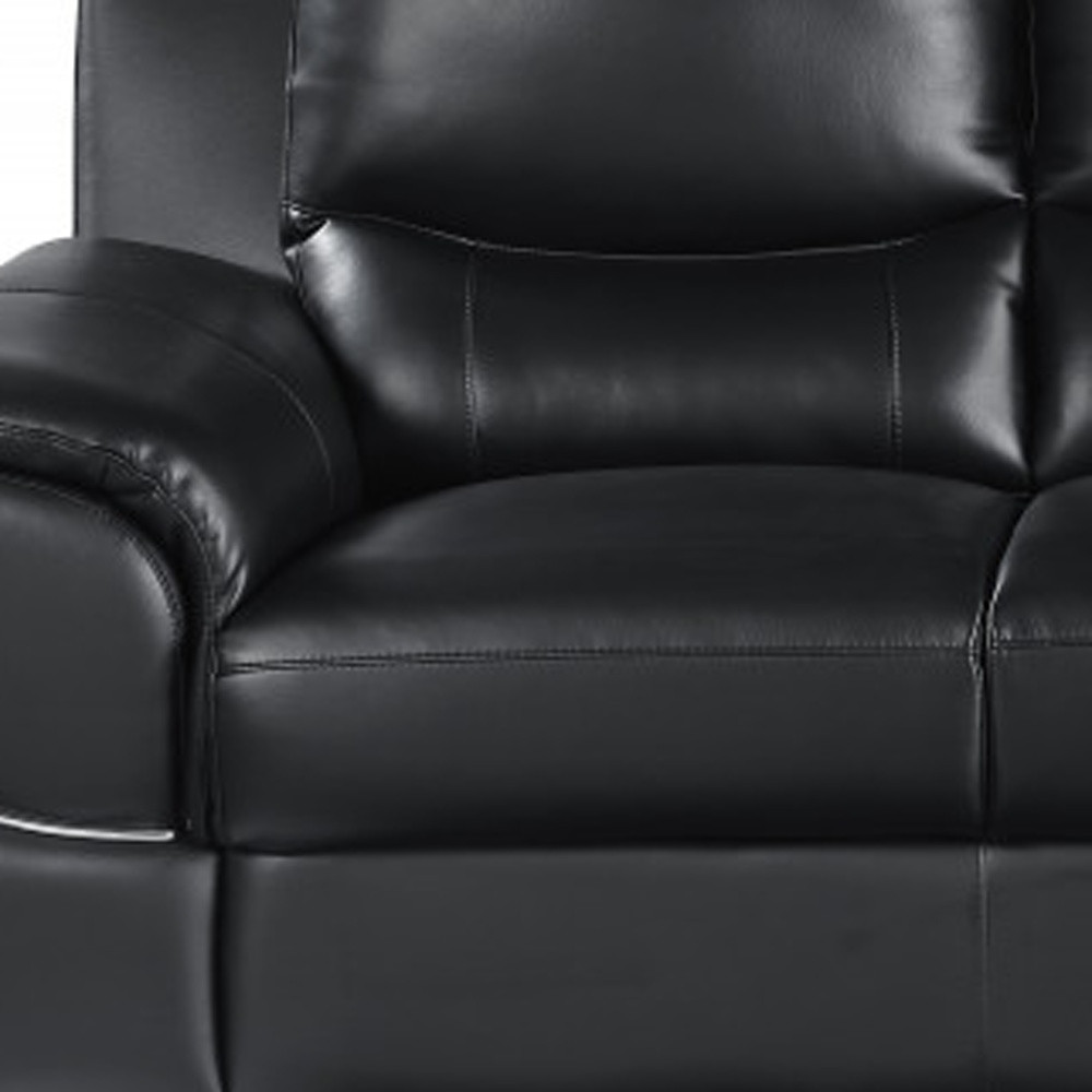 85" Black Leather Sofa With Silver Legs - Image 7