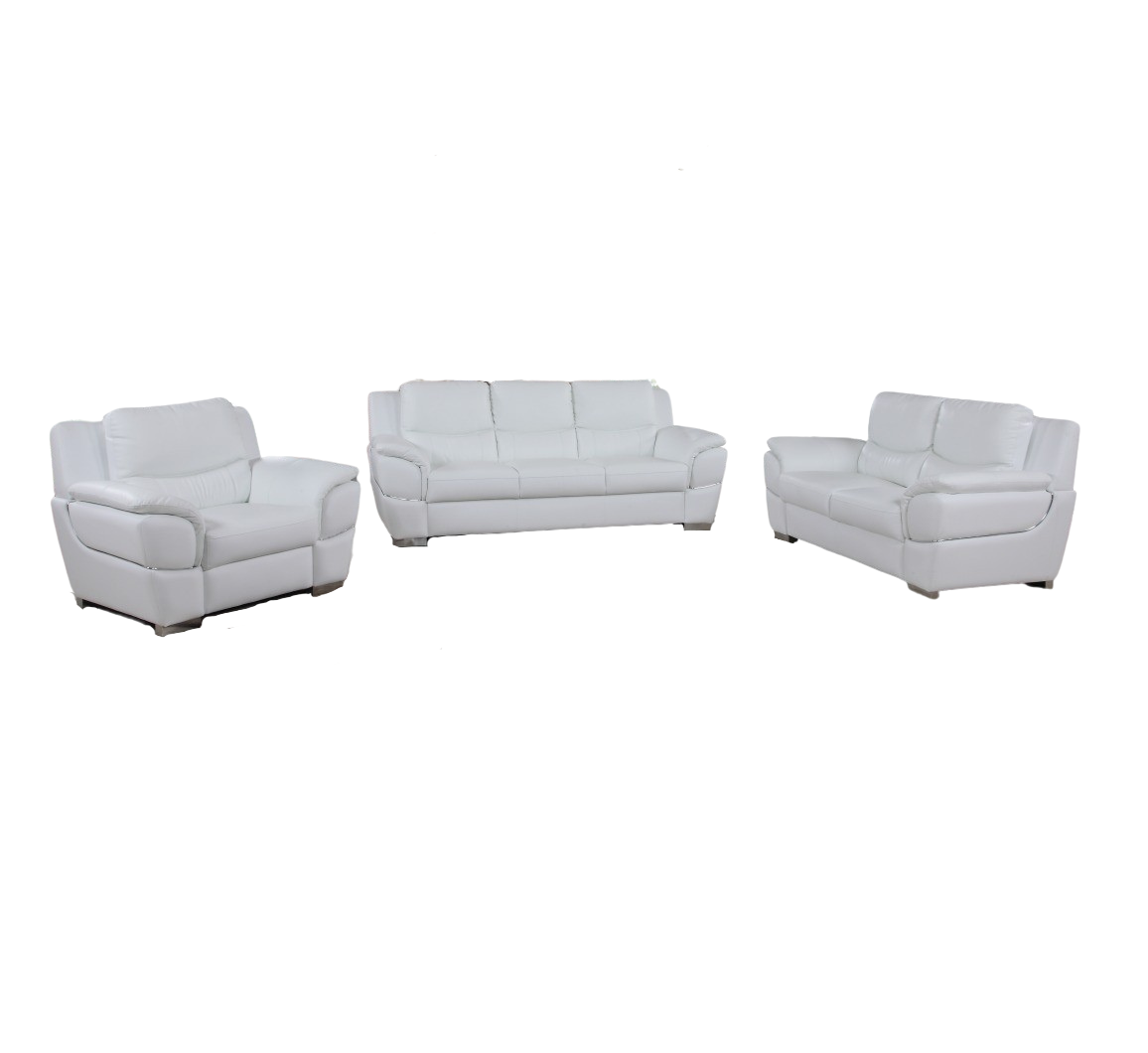 Three Piece Indoor White Genuine Leather Six Person Seating Set - Image 5