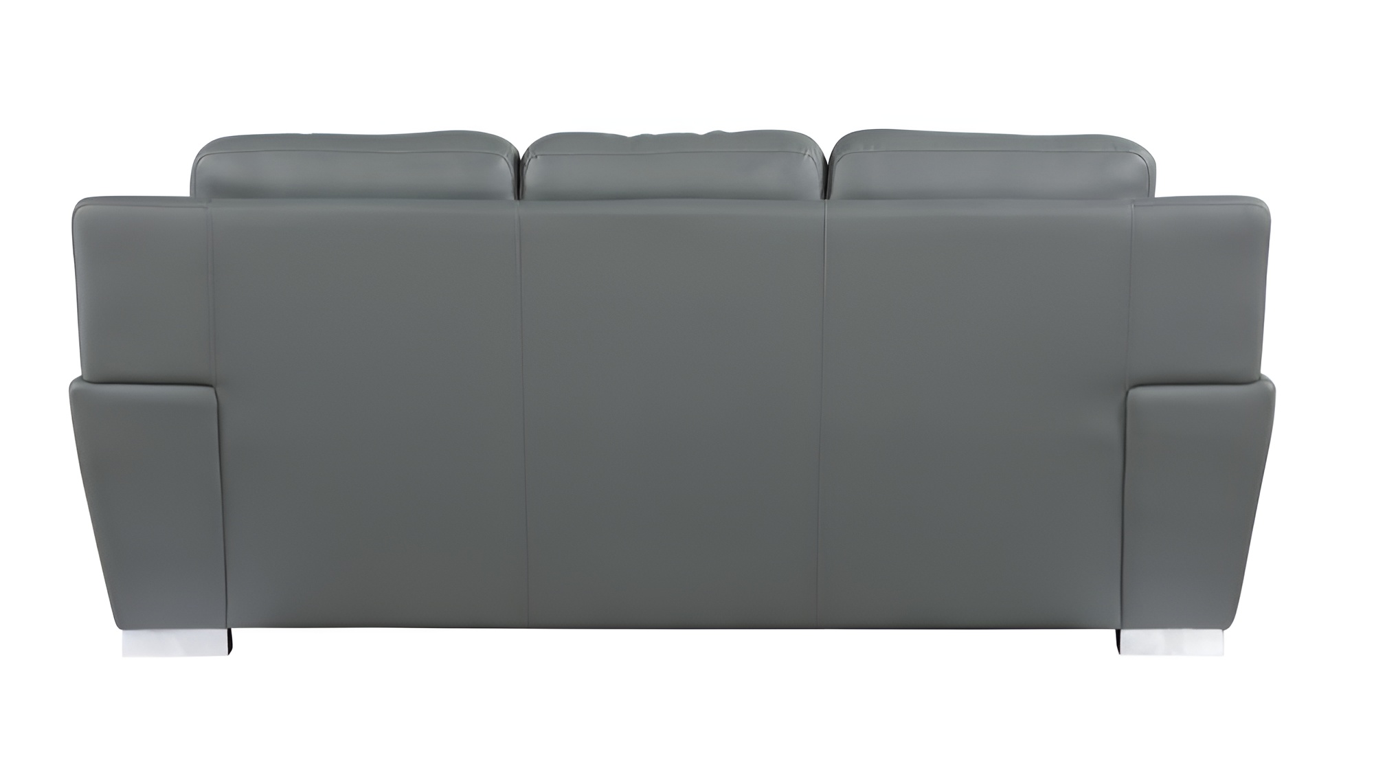 85" Gray Leather Sofa With Silver Legs - Image 4