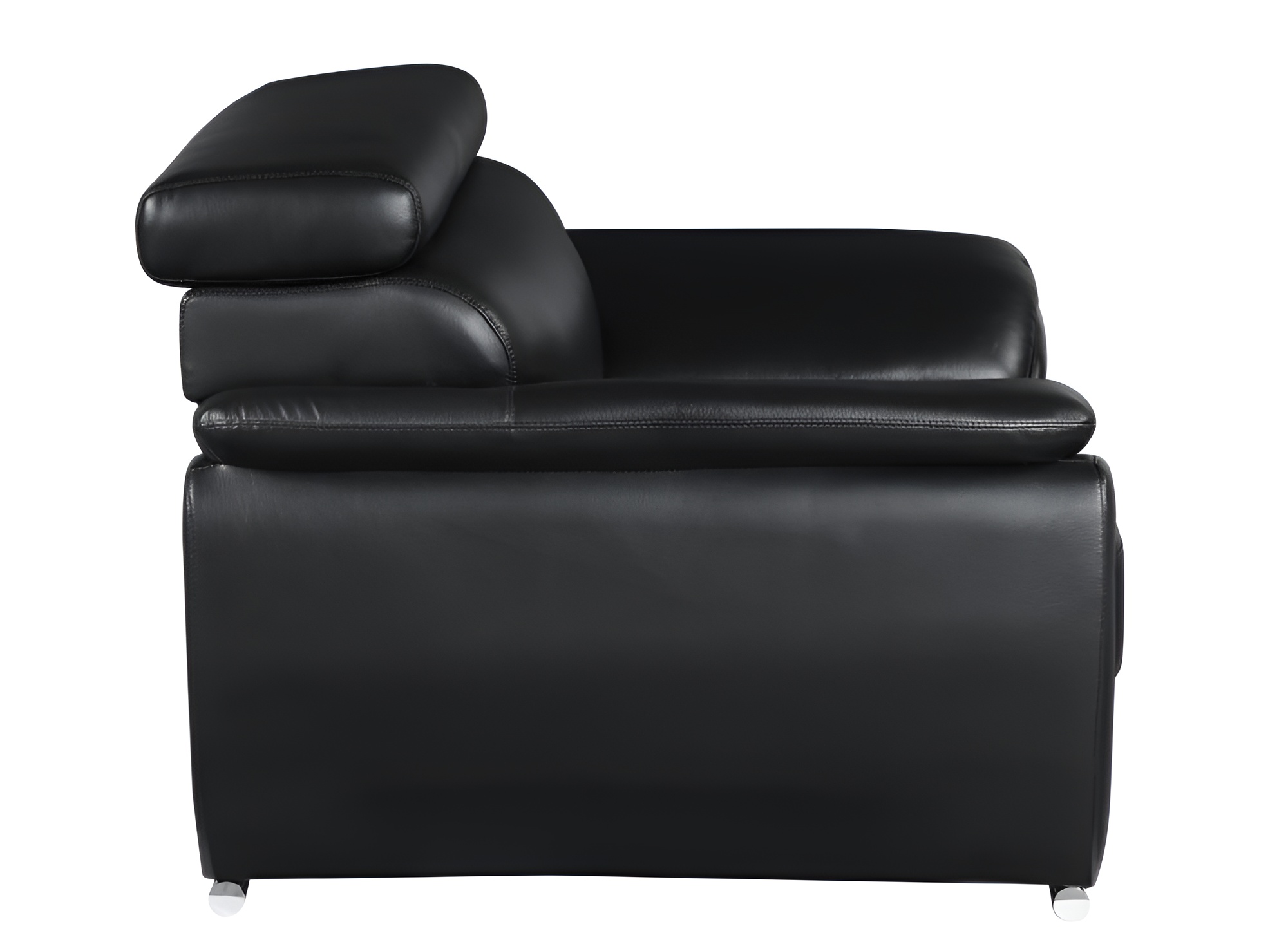 86" Black Leather Sofa With Silver Legs - Image 5
