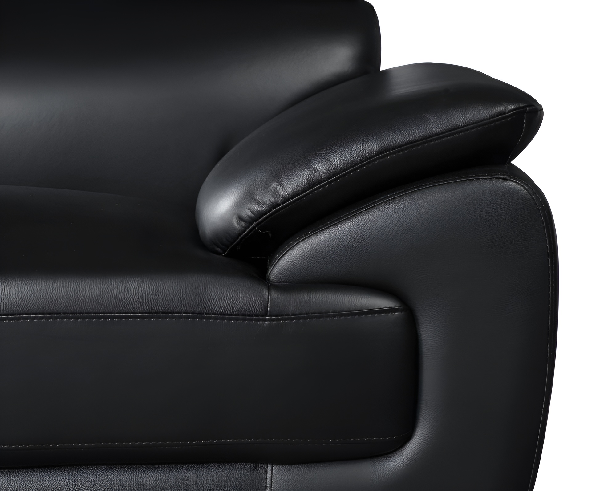 86" Black Leather Sofa With Silver Legs - Image 6
